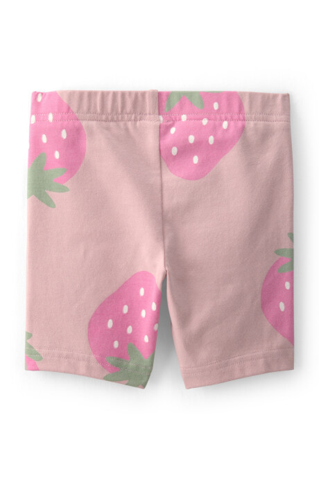 Short ciclista de algodón, rosado, diseño frutillas Sin color