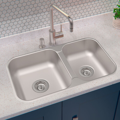 Pileta Para Cocina De Acero Inoxidable 69X40X15Cm Con Valvula Canastilla 000