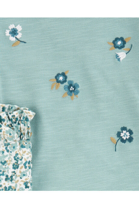 Set dos piezas de algodón, pantalón y body, diseño floral Sin color