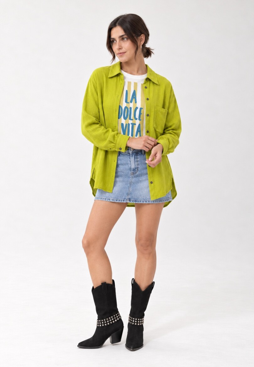 Camisa lino Verde