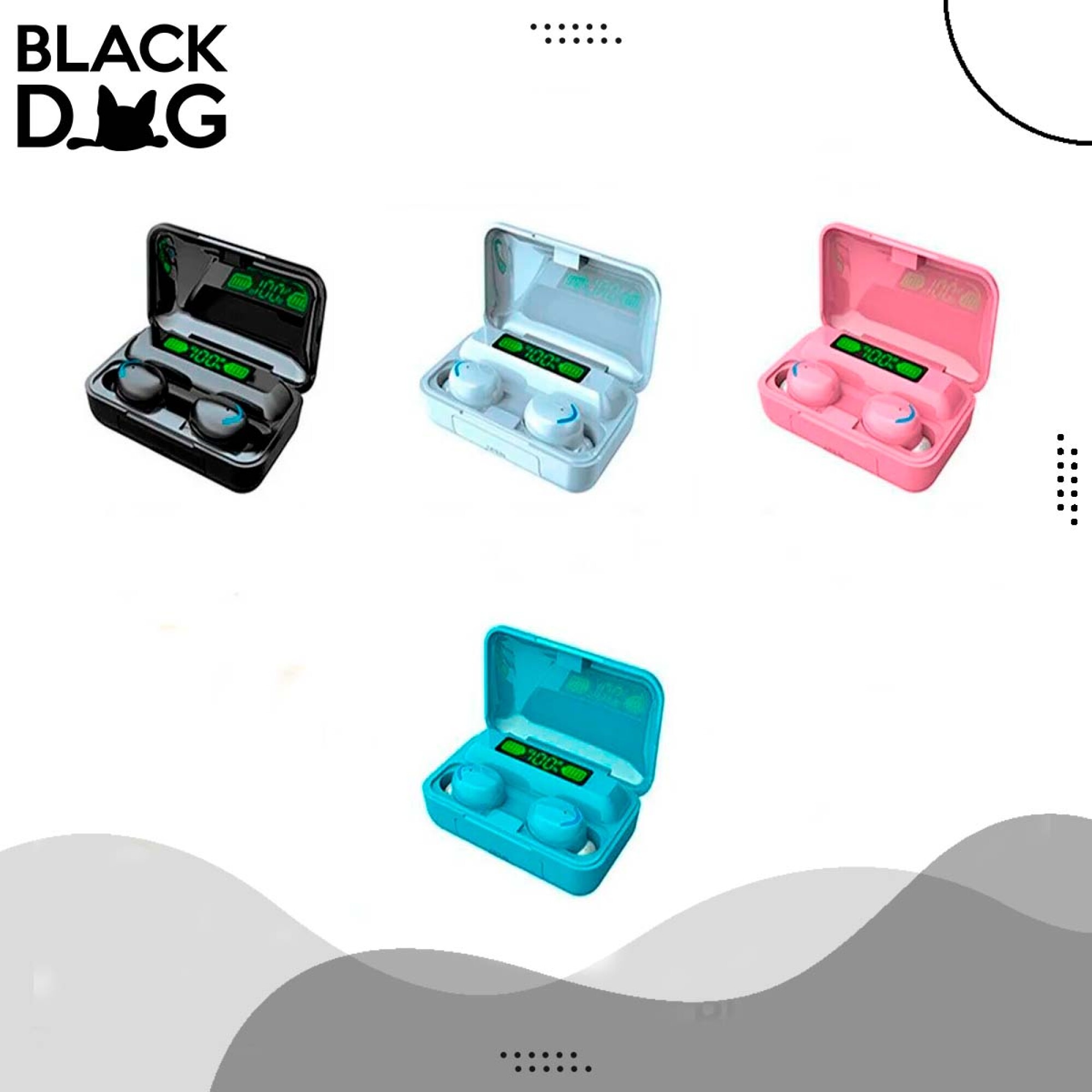 Auriculares Bluetooth i9s TWS Caja Carga Inalámbrica — Black Dog