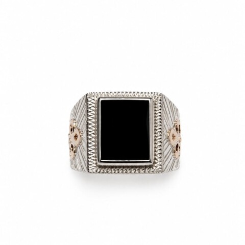 Anillo sello caballero piedra rectangular Onix Anillo sello caballero piedra rectangular Onix