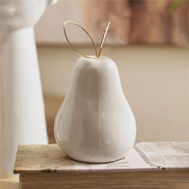 PERA DECORATIVA 7.5CM BLANCO/DORADO PERA DECORATIVA 7.5CM BLANCO/DORADO