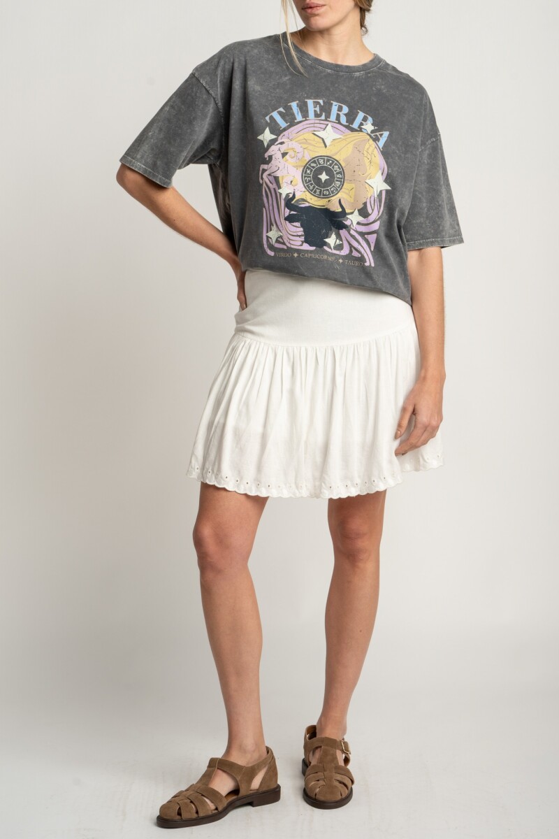 Remera Algodon Lavado Print Gris