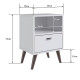 Mesa De Luz Nordica Retro Dormitorio 1 Estantes 1 Cajon Pro Blanco