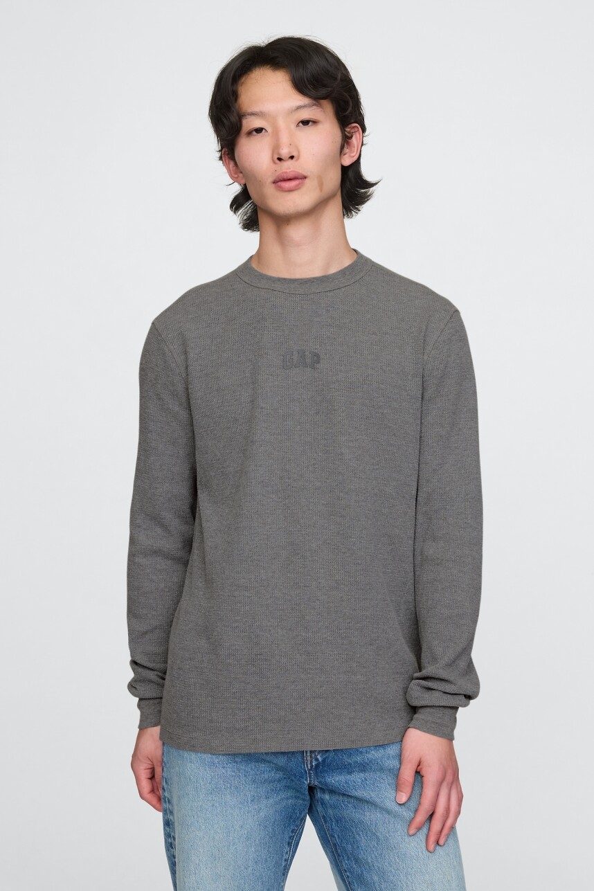 Remera Logo Gap Manga Larga Heather Grey