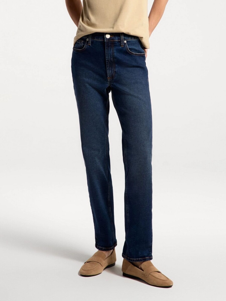 PANTALÓN DE JEAN MODELO SLIM CINTURA MEDIA - AZUL 