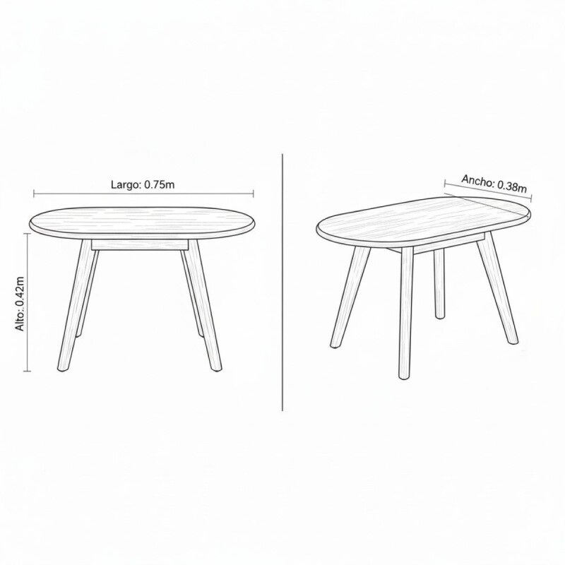 MESA CENTRO OVALADA 75CM - MC009/SE (CD) Unica