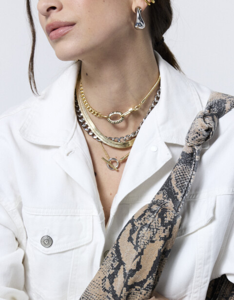 Collares Cortos Metal Set De Collares Combinados - Combinacion Bicolor