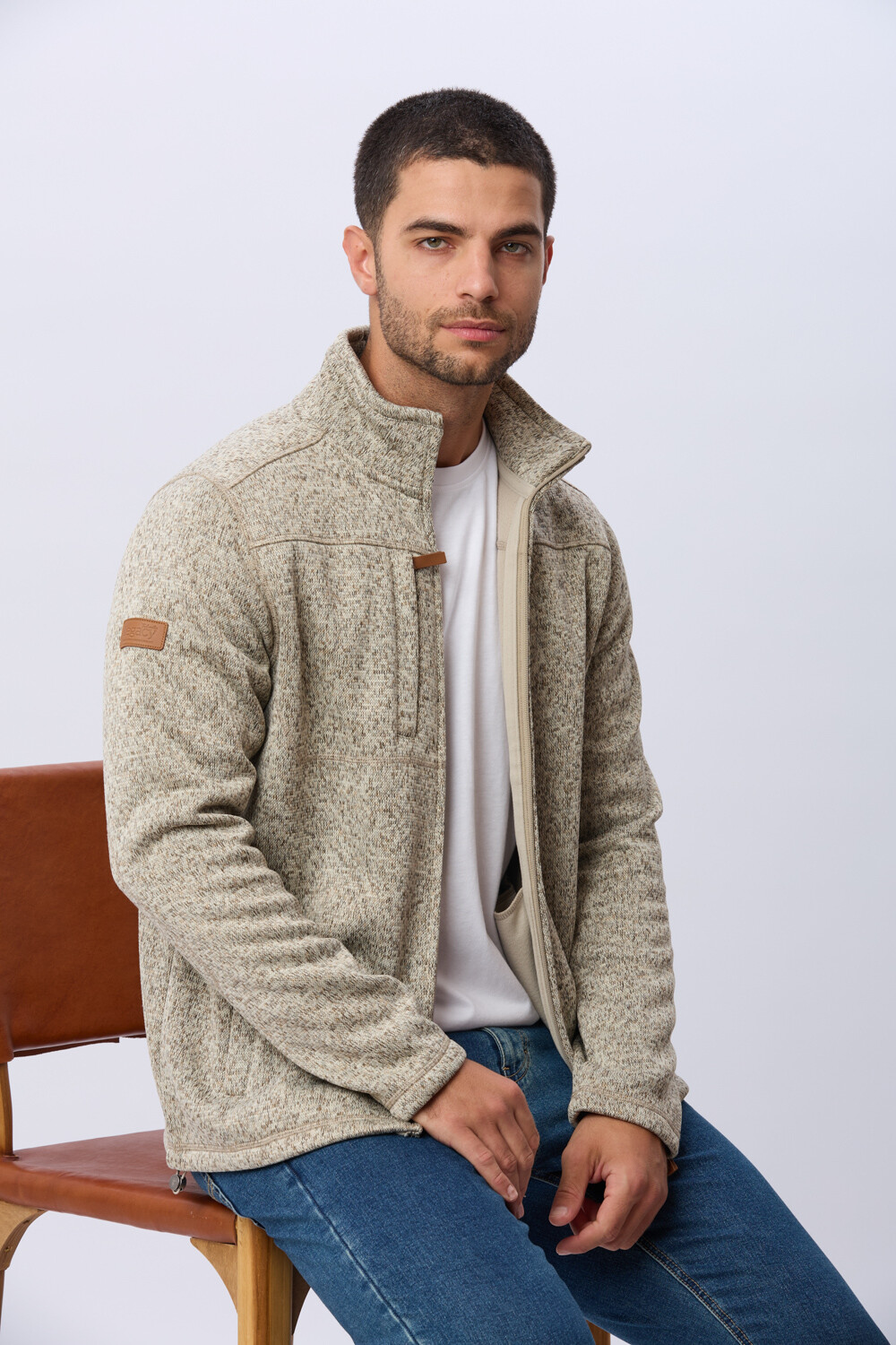 CAMPERA TEXTURADA CON INTERIOR EN POLAR Beige