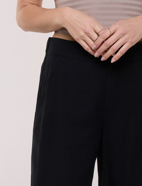 Pantalón Lino Crop NEGRO