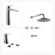 Juego Completo De Griferia, Incluye Lavatorio Alto, Bidet Y Ducha De Embutir Epuyen Fv 000