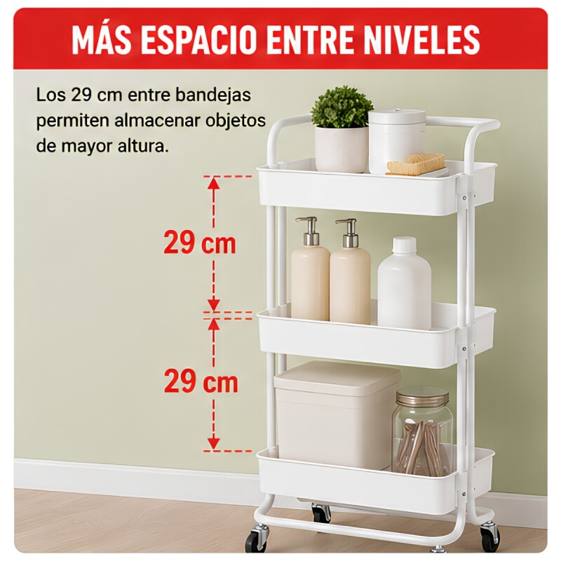 Carro organizador 3 estantes con ruedas BLANCO