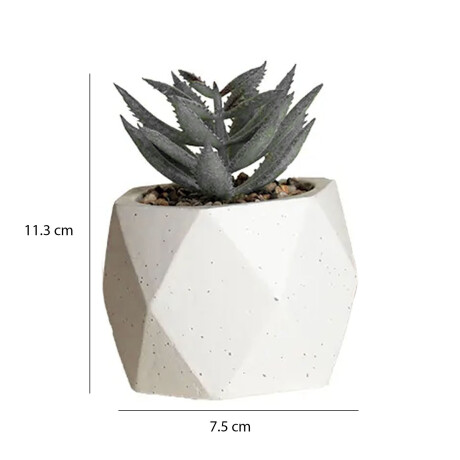 Mini Planta Artificial Decorativa Maceta Rombos en Cemento Gris
