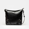Bandolera Pocket en cuero charol arrugado Negro