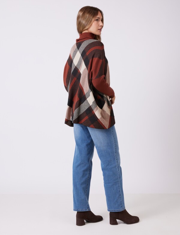 Polera Poncho Oversize MULTI/MARRON