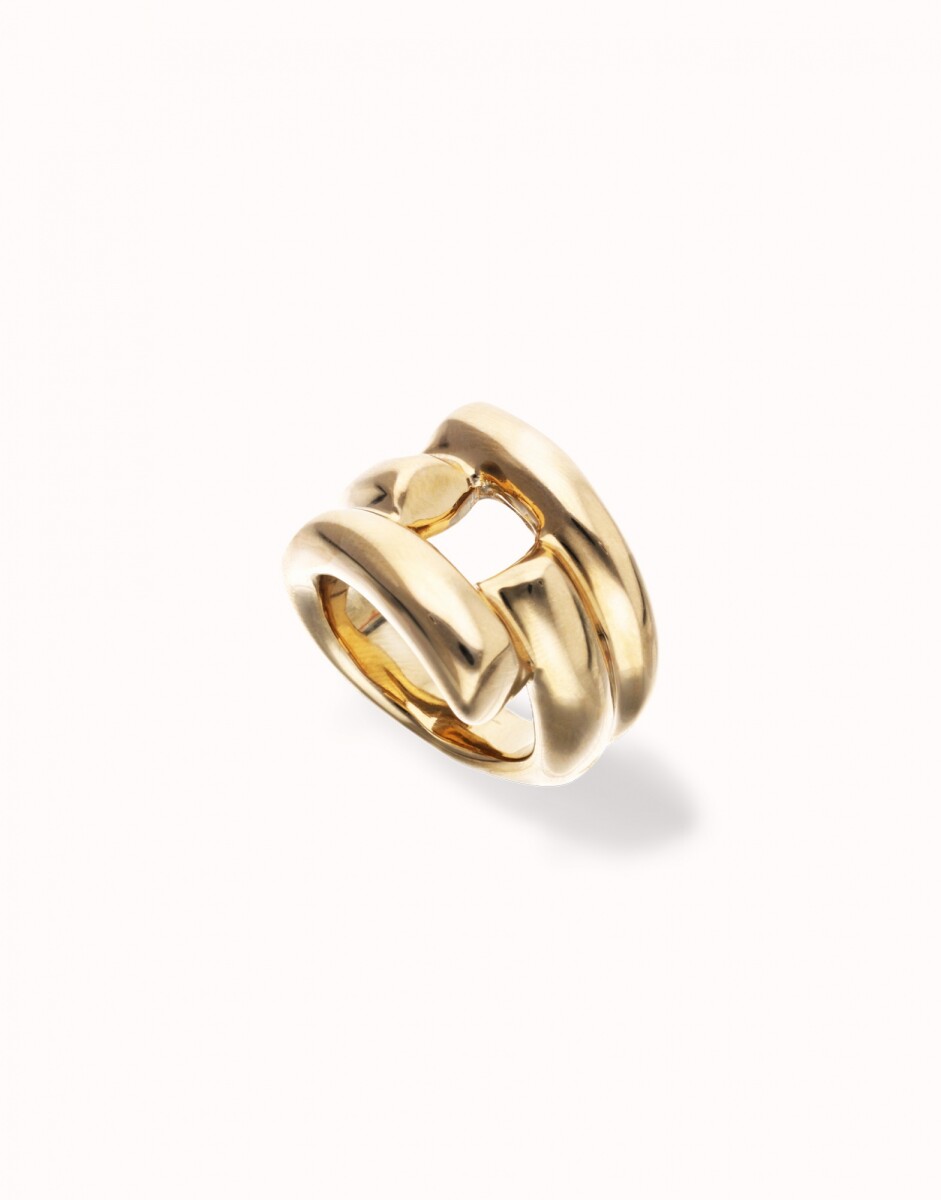 ANILLO DE ALEACIÓN DE METALES BAÑADO EN ORO 18K CON FORMA DE TUBOS - Anillo 