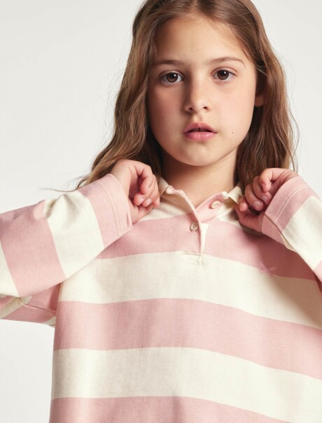 POLO INFANTIL NIÑA OVERSIZED ROSA