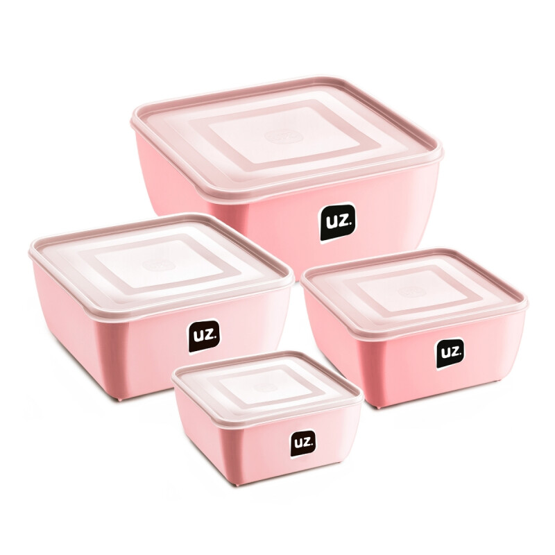 Kit x4 potes multiuso cuadrados ROSA