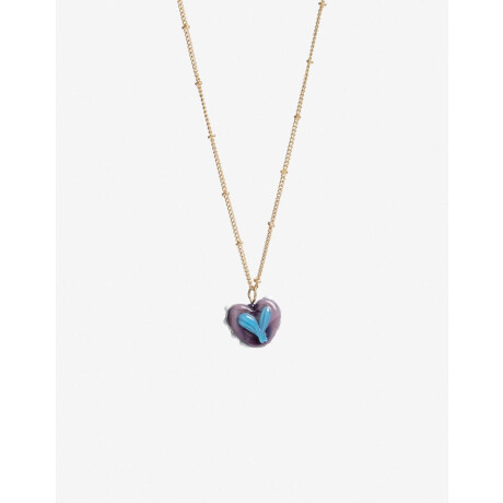 Cadena Corta Con Dije Corazon Combinacion Bicolor