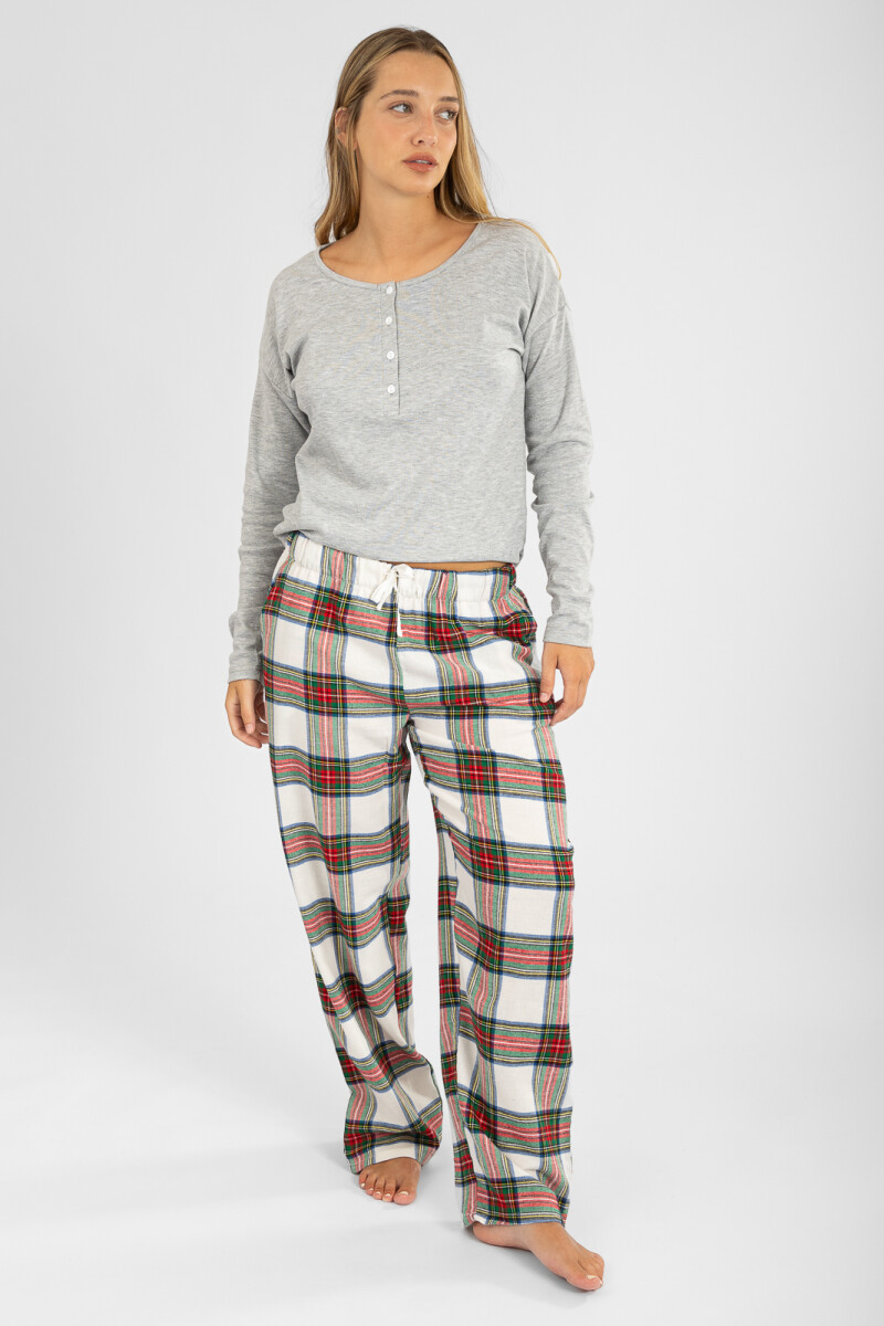 Pantalon mujer franela Verde oscuro