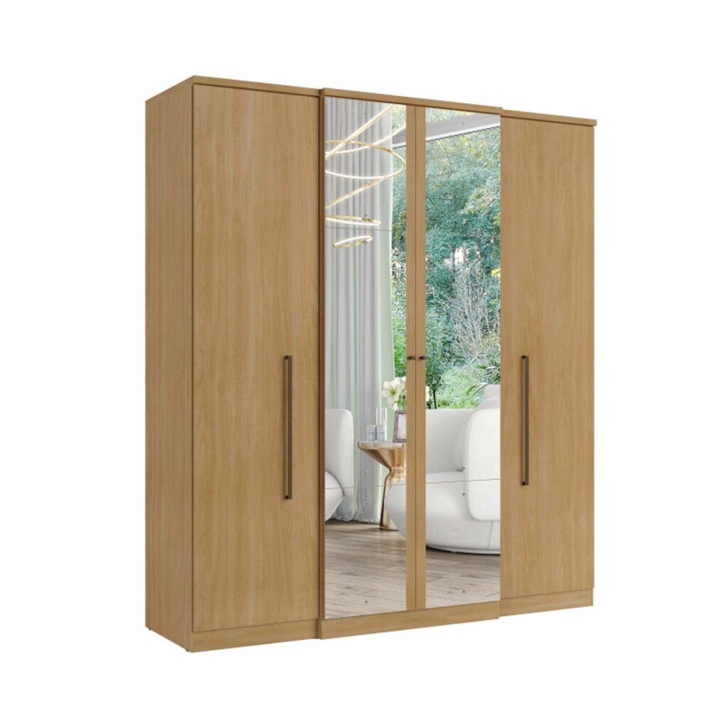 PLACARD ROPERO 4 PUERTAS MDP MARRON SPLENDORE GLASS