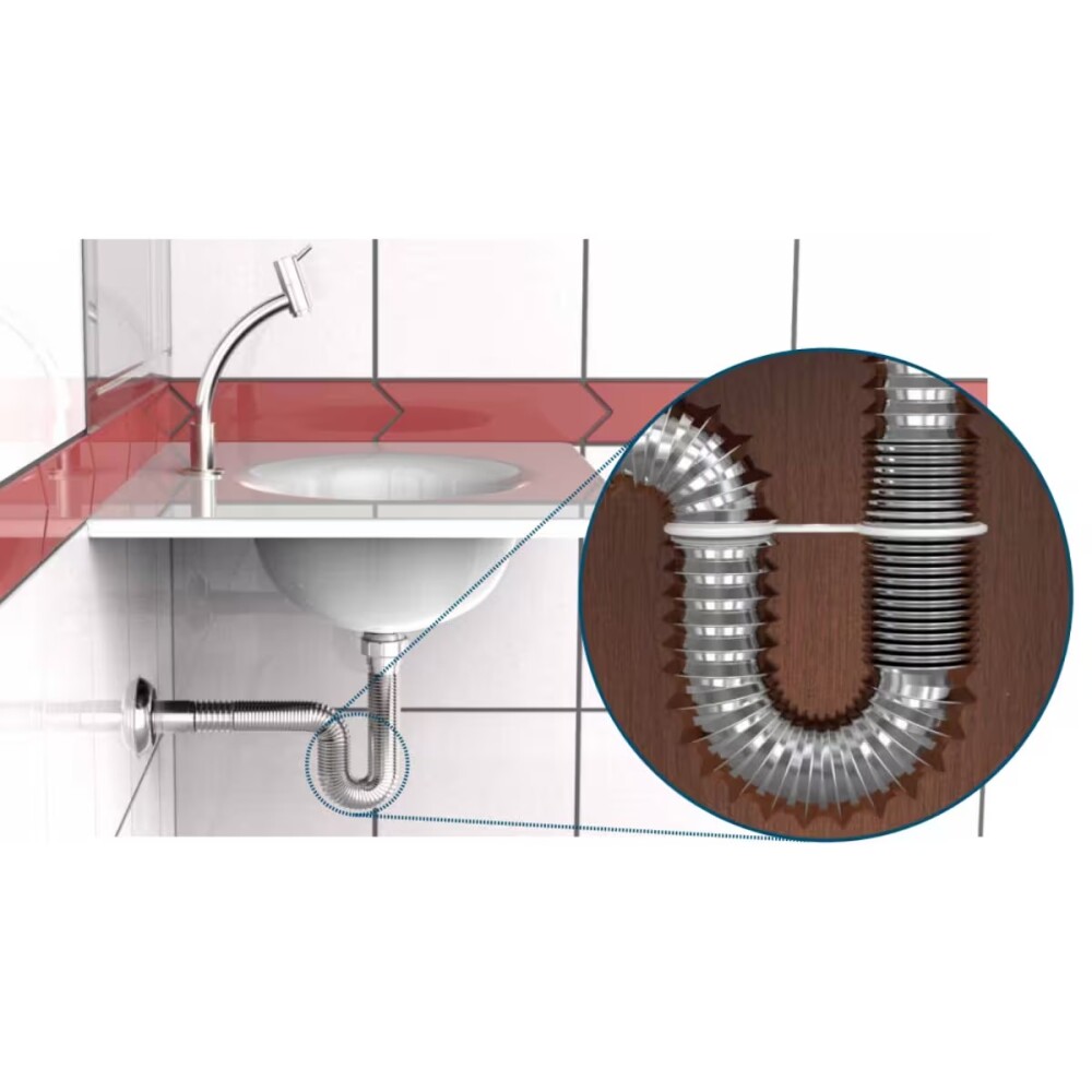 Sifón cromado plástico universal Blukit corrugado Sifón Cromado Plástico Universal Blukit Corrugado