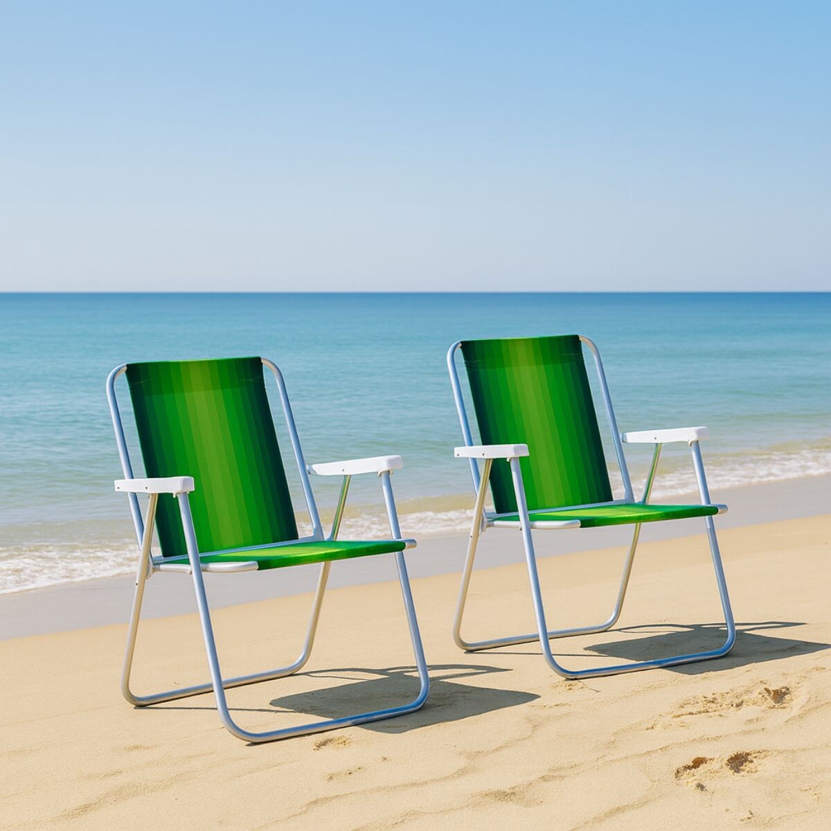 Set X 2 Sillas Altas Aluminio Clásica A Rayas - VERDE 
