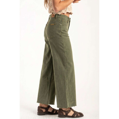 Flare Wide Leg Lavado Oliva