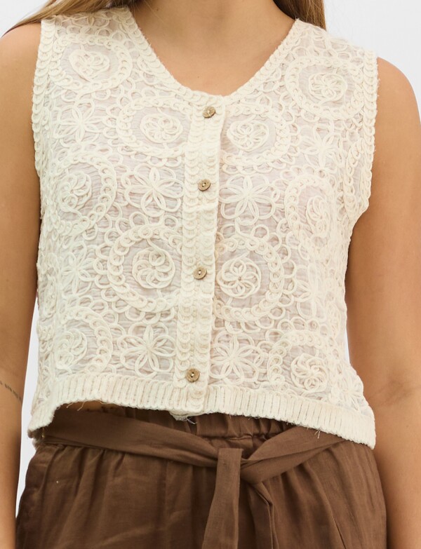 Chaleco Calado De Algodón BEIGE