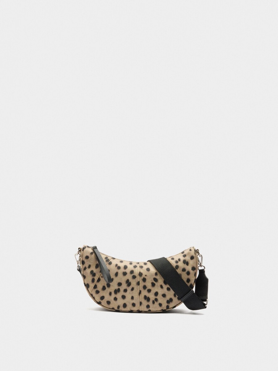 Bolso Bandolera De Nylon Estampado Animal crudo