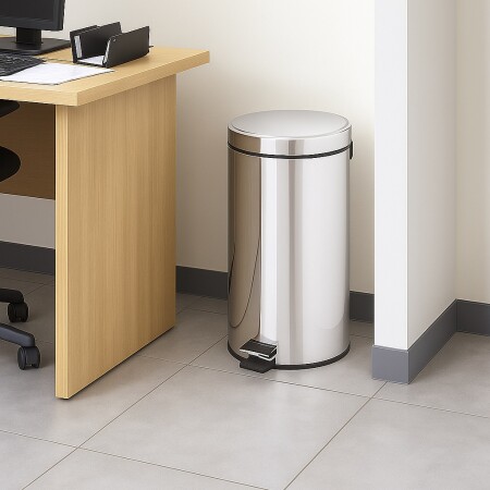 PAPELERA TACHO ACERO INOXIDABLE TRAMONTINA 30LTS PLATEADO