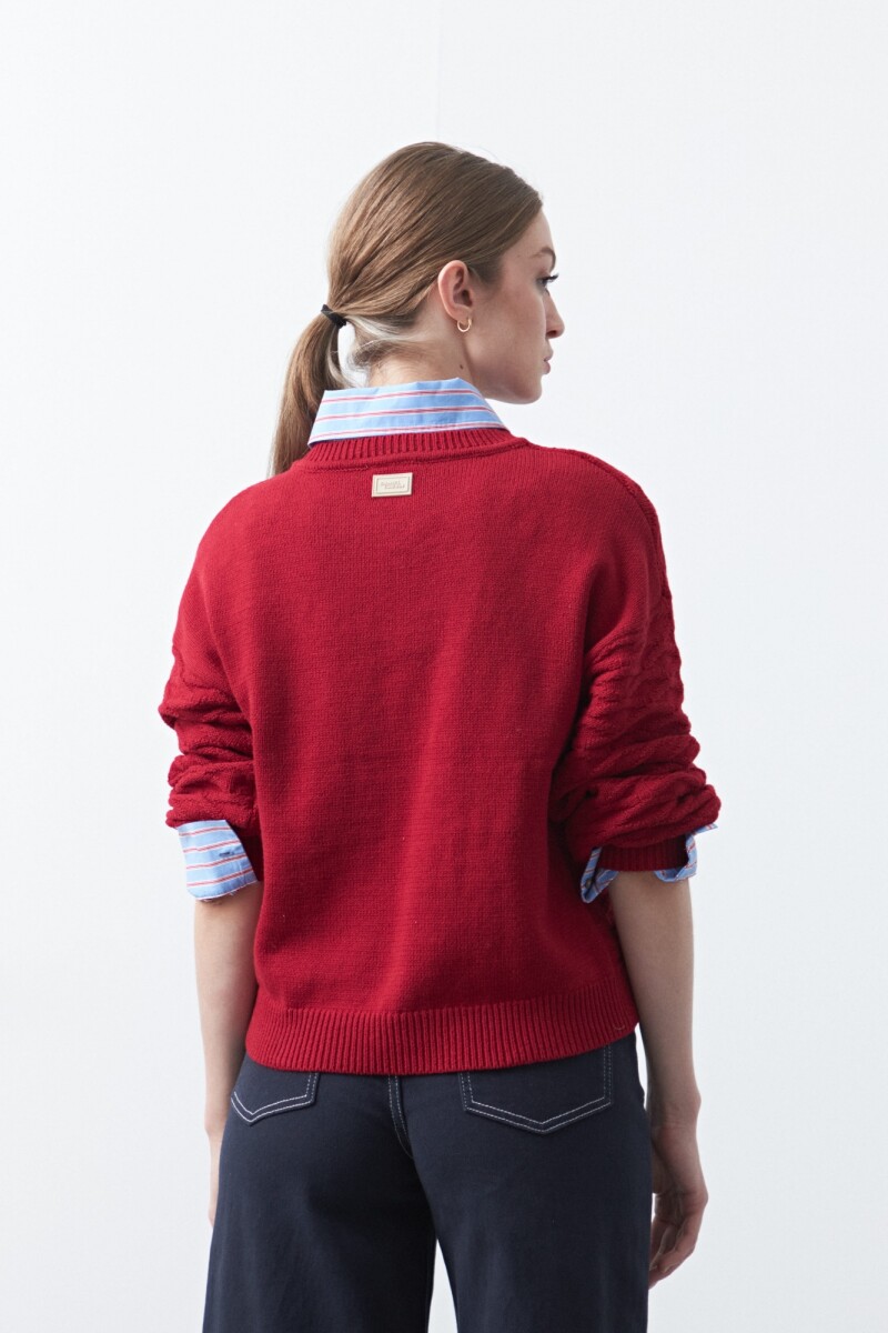 SWEATER DAMASO Rojo Oscuro