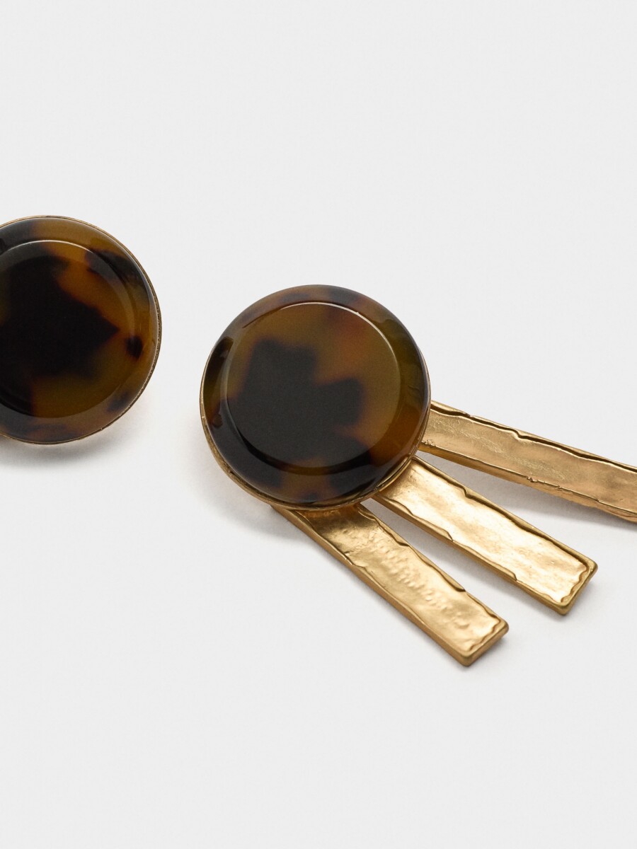 Pendientes Redondos Efecto Carey marron