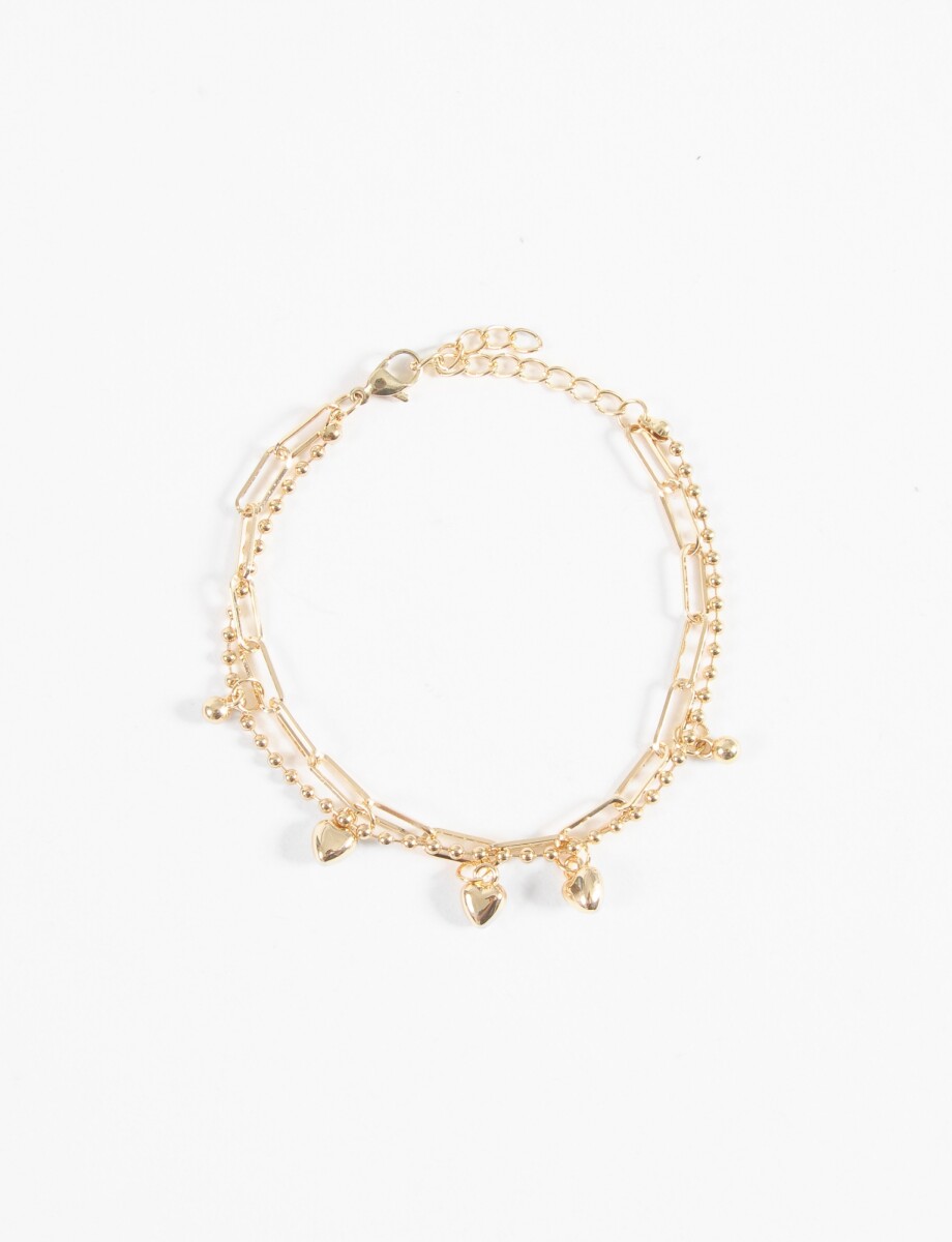 Pulsera doble dije cora - dorado 