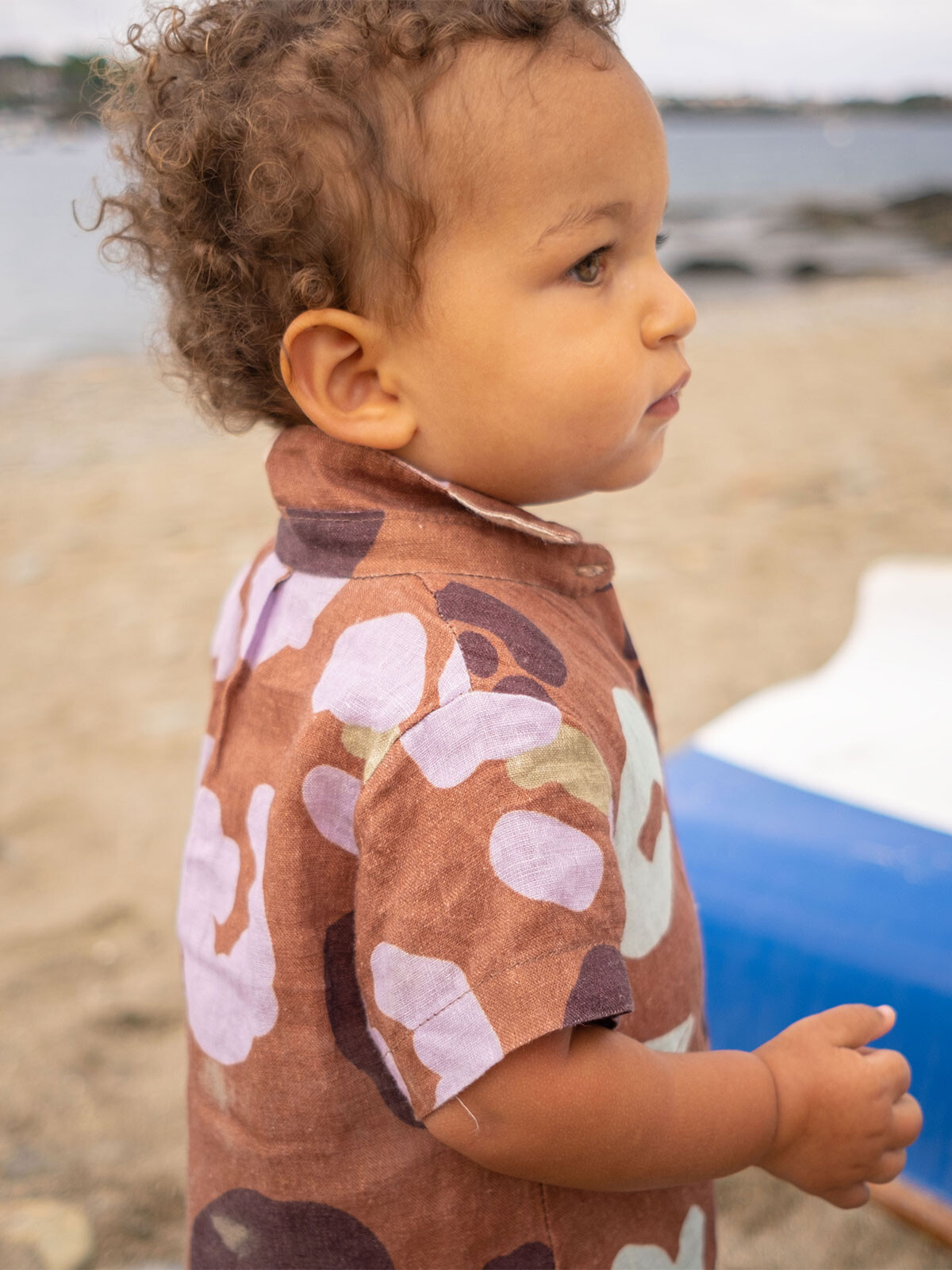 Baby linen shirtsuit SPOTTED CARAMEL