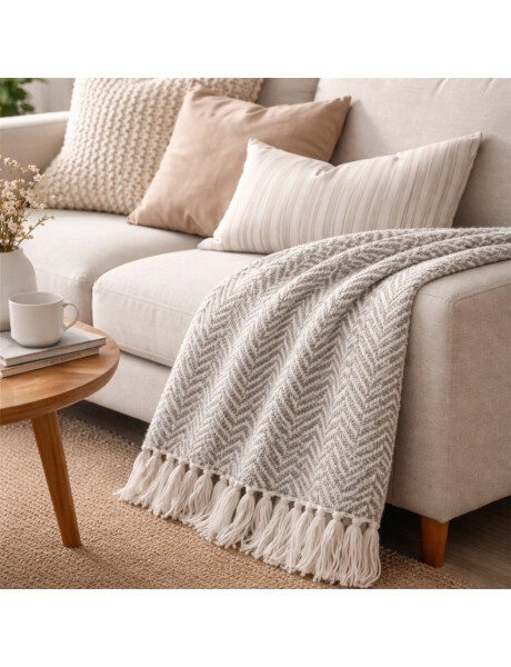 MANTA TEJIDA POLIESTER 125X150CM ZIG ZAG GRIS MANTA TEJIDA POLIESTER 125X150CM ZIG ZAG GRIS