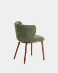 Silla Ciselia chenilla gruesa verde oscuro y patas de madera maciza de fresno acabado tono nogal Silla Ciselia chenilla gruesa verde oscuro y patas de madera maciza de fresno acabado tono nogal