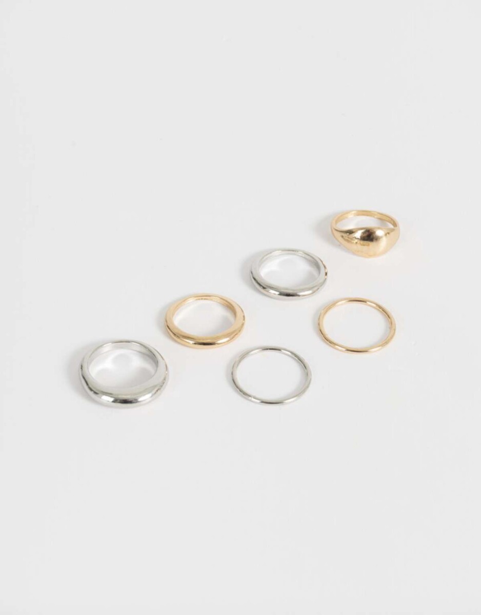 Set De Anillos Chunky - Combinacion Bicolor 
