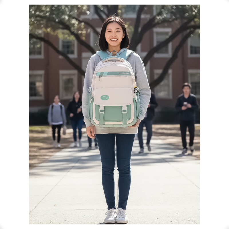 Mochila Escolar Liceal Unisex Impermeable Viaje Jianglida Verde