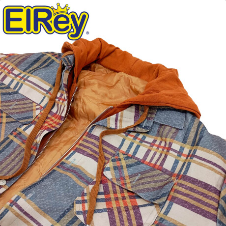 Campera Camisa Abrigo Leñadora Capucha Doble Cierre Marron