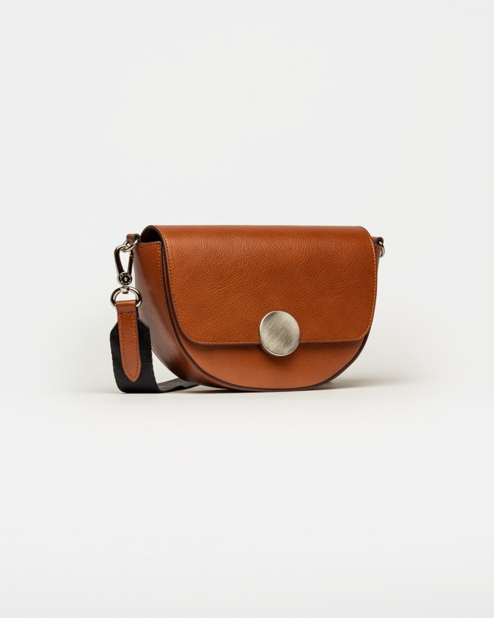 Bandolera The Circle en cuero liso Cuoio