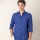 Camisa short collar lino Dark blue