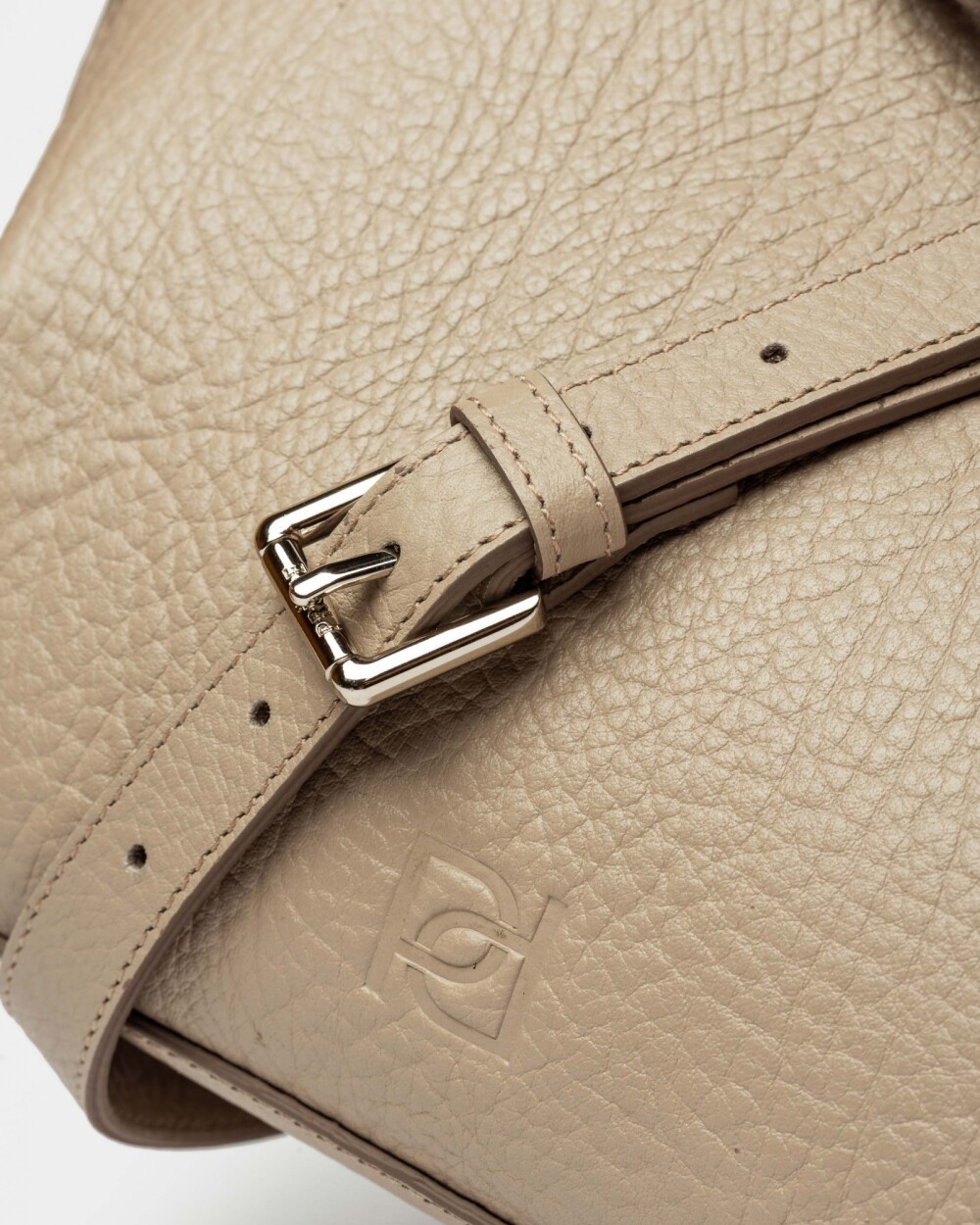 Bandolera Sauvage En Cuero Graneado Taupe