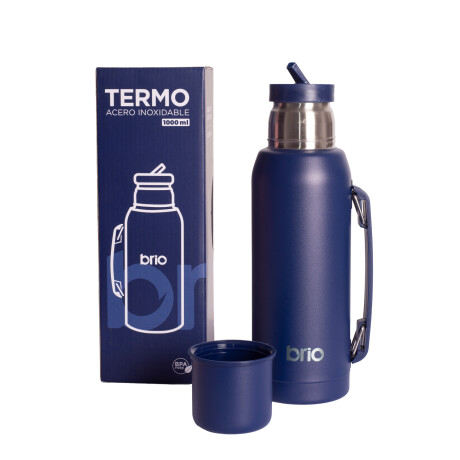 Termo 1 Litro Acero Inox brio Con Pico Cebador Azul