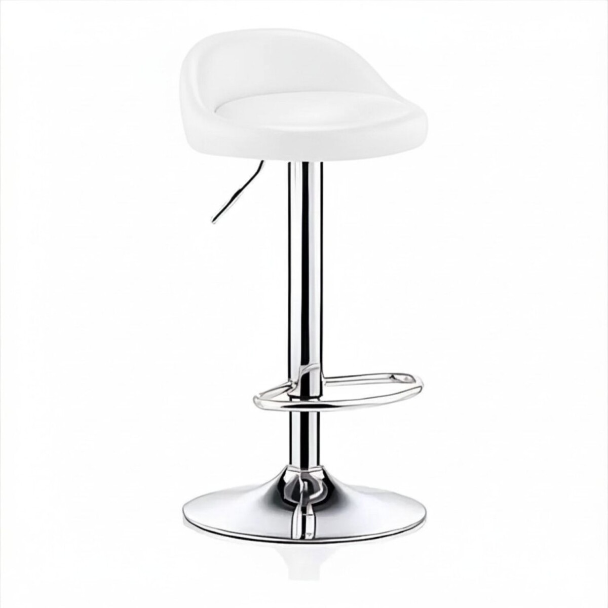 Taburete con Altura Regulable Respaldo Apoyapies Ecocuero - Blanco 