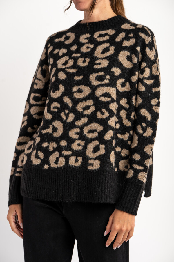 Sweater Animal Print Negro
