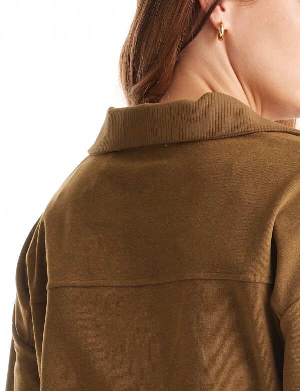 Buzo Cuello Solapa & Rib OLIVA