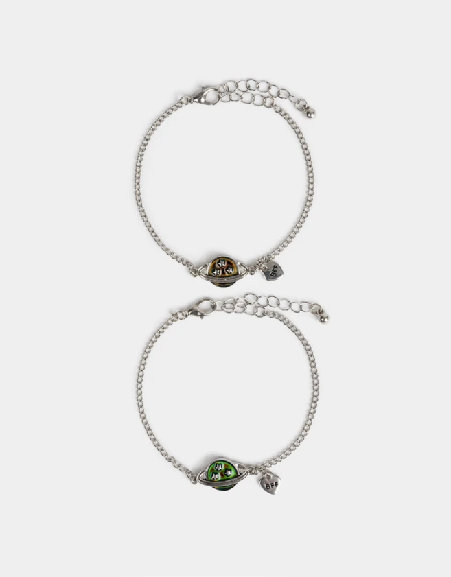 Pulseras Flexibles Sets Mood Set De Pulseras Flexibles Con Dije Planeta - Plateado