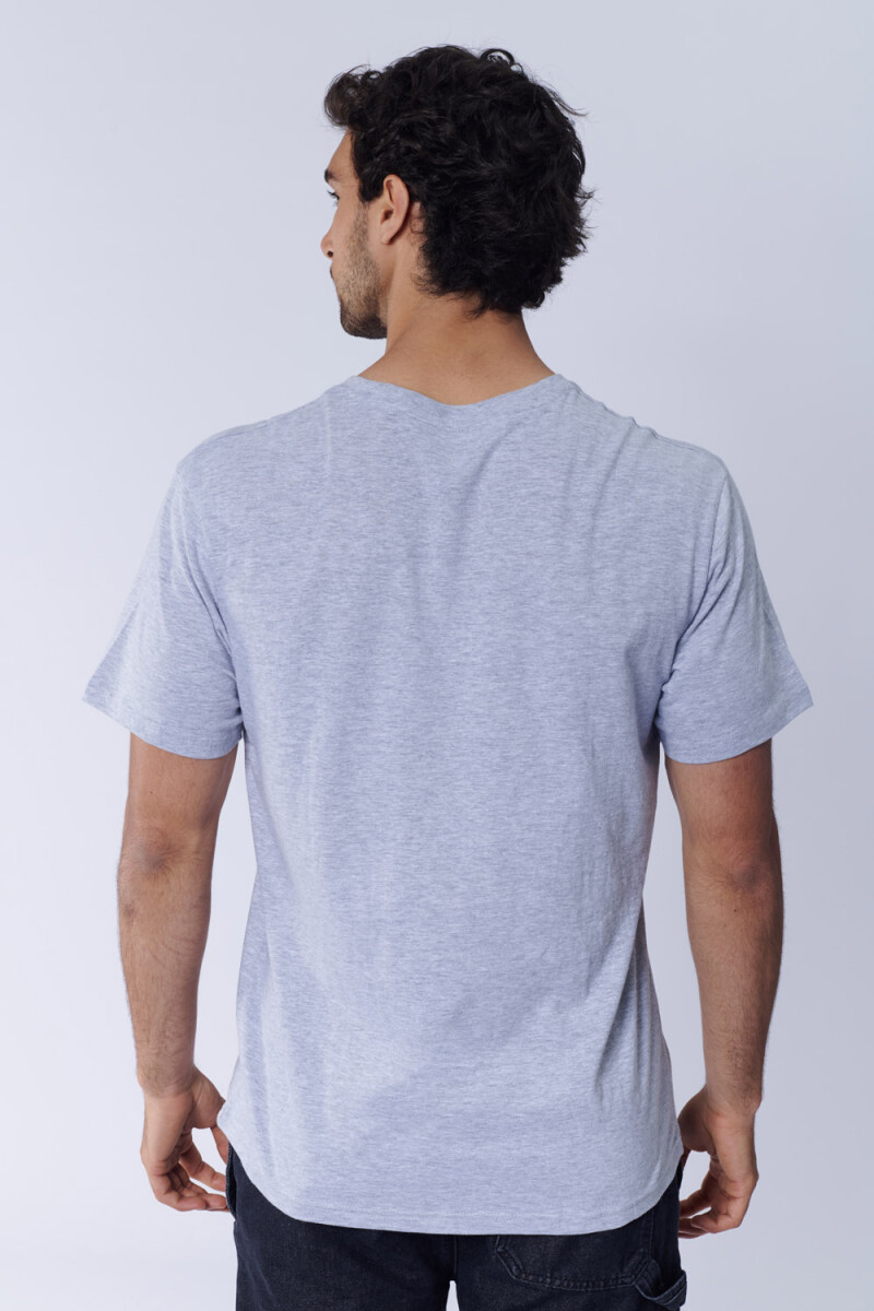 Remera Estampa Tiburón Gris Melange